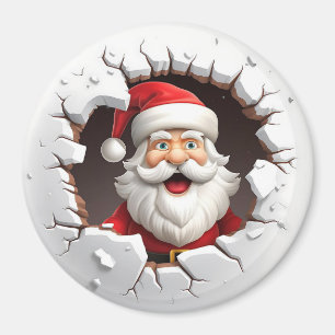 3D Santa Emerging from Ice Magnet