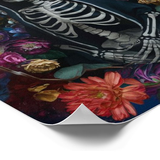 3D Santa Muerte mit farbenfrohen Blume Poster (Ecke)