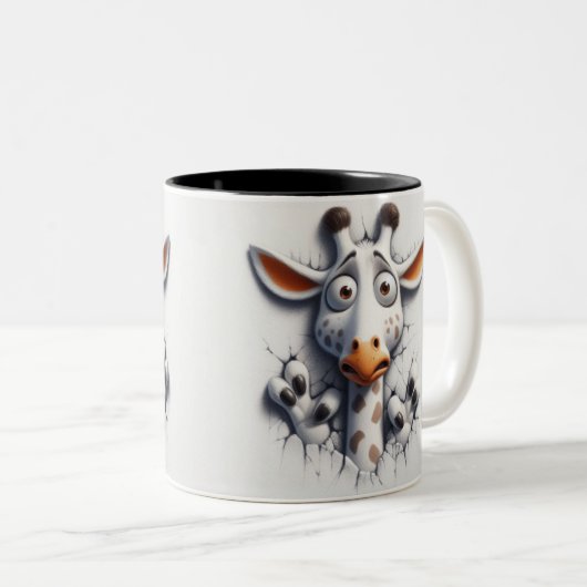 3D Scared Giraffe Funny Animes Zweifarbige Tasse (VorderseiteRechts)