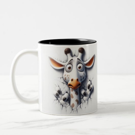 3D Scared Giraffe Funny Animes Zweifarbige Tasse (Links)