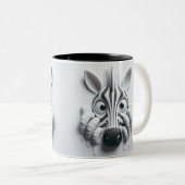 3D-Scared Zebra Funny Animals Zweifarbige Tasse (VorderseiteRechts)