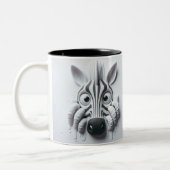 3D-Scared Zebra Funny Animals Zweifarbige Tasse (Links)