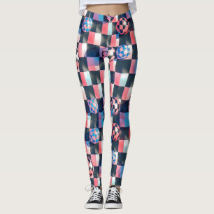 3D-Schachbrettgitter mit geschwungenen Scherenmust Leggings