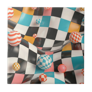 3D-Schachbrettgitter mit schwimmenden Scherben (2) Fliese