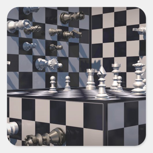 3D-Schachsticker Quadratischer Aufkleber (Vorderseite)