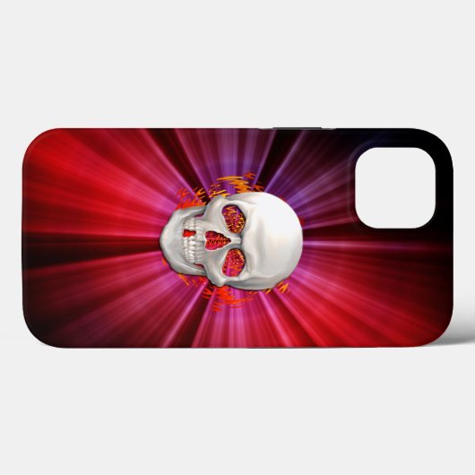 3D-Schädel in glühendem Feuer Case-Mate iPhone Hülle (Rückseite (Horizontal))