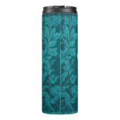 3D-Schädel mit aquamarinem Blumendesign und Sonnen Thermosbecher (Rückseite)