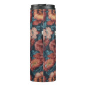 3D-Schädel mit Pfirsichblumendesign und Sonnenbril Thermosbecher (Rückseite)