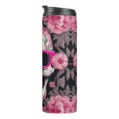 3D-Schädel mit rosa Blumenmotiv und Sonnenbrille Thermosbecher (Nach rechts gedreht)