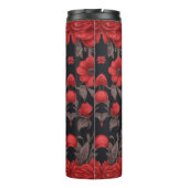 3D-Schädel mit rotem Blumendesign und Sonnenbrille Thermosbecher (Rückseite)
