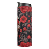 3D-Schädel mit rotem Blumendesign und Sonnenbrille Thermosbecher (Nach rechts gedreht)