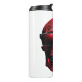 3D-Schädel mit roter Gravur und Sonnenbrille Thermosbecher (Nach links gedreht)