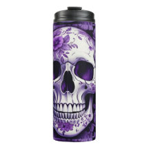 3D-Schädel mit violetten Blume Blumendesign