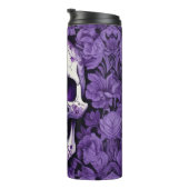 3D-Schädel mit violetten Blume Blumendesign Thermosbecher (Nach rechts gedreht)