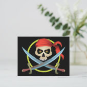 3D-Schädel und Kreuzung Postkarte (Stehend Vorderseite)