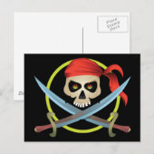 3D-Schädel und Kreuzung Postkarte (Vorne/Hinten)