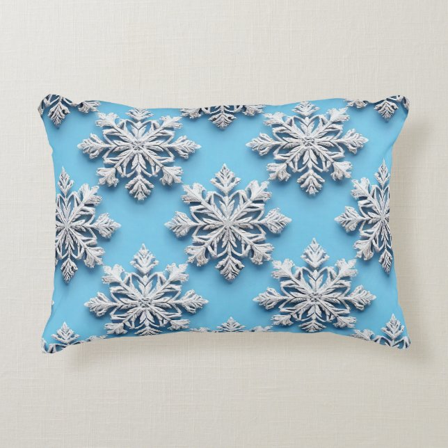 3D-Schneeflocken Dekokissen (Vorderseite)