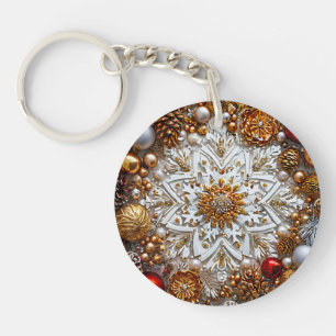 3D-Schneeflocken-Ornament Schlüsselanhänger