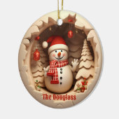 3D-Schneemann mit Weihnachtsmannmütze Keramik Ornament (Links)