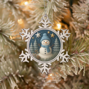 3D-Schneemann-Weihnachtsgeschenk-Ornament Schneeflocken Zinn-Ornament
