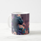 3D-Schwarz-Panther und Blume Kaffeetasse (Vorderseite Links)