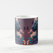 3D-Schwarz-Panther und Blume Kaffeetasse (Mittel)