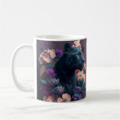 3D-Schwarz-Panther und Blume Kaffeetasse (Links)