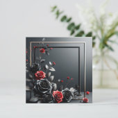 3D-Schwarz und Rote Rosen Einladung (Stehend Vorderseite)
