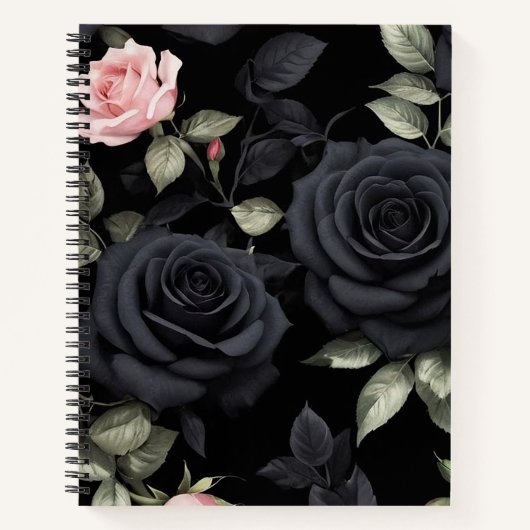 3D Schwarze Rose Notizblock (Vorderseite)