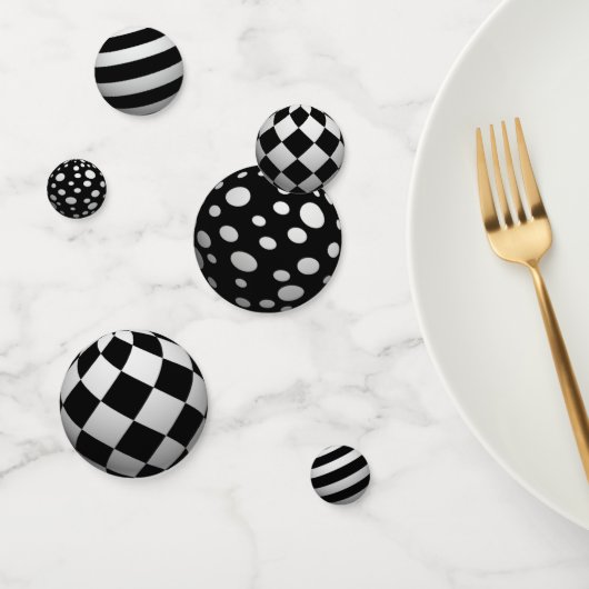 3D Schwarzweiß-Bälle Konfetti (Gruppe)