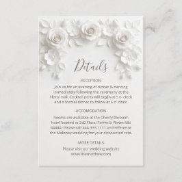 3D Sculptured Roses Minimalist White Begleitkarte