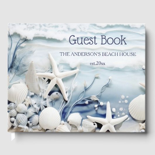3D Sea Star und Muscheln Lake House Gästebuch (Vorderseite)