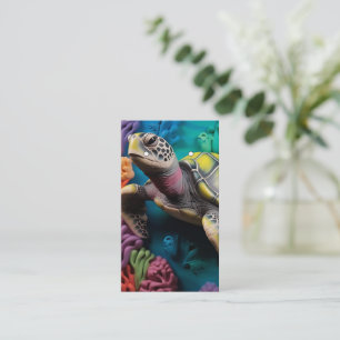 3D Sea Turtle Pattern Earring Cards Visitenkarte