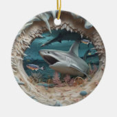 3D Shark Angriff Weihnachten Keramik Ornament (Vorne)