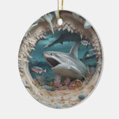 3D Shark Angriff Weihnachten Keramik Ornament (Links)