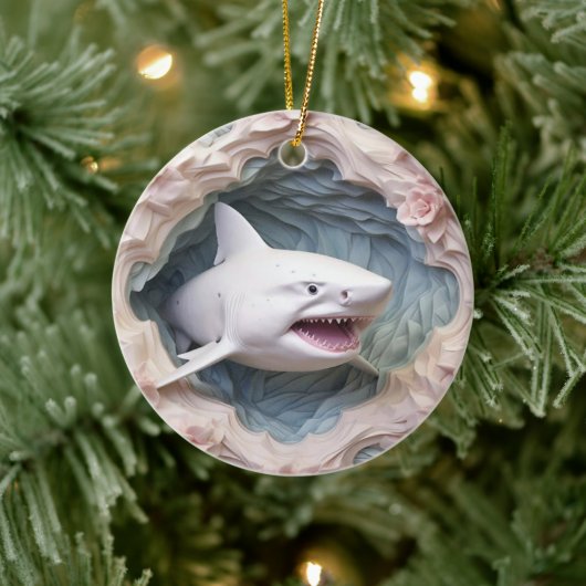 3D Shark Christmas Keramik Ornament (Baum)