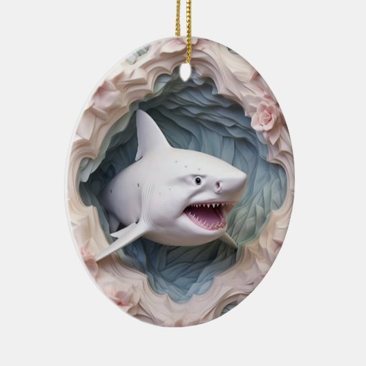 3D Shark Christmas Keramik Ornament (Rechts)