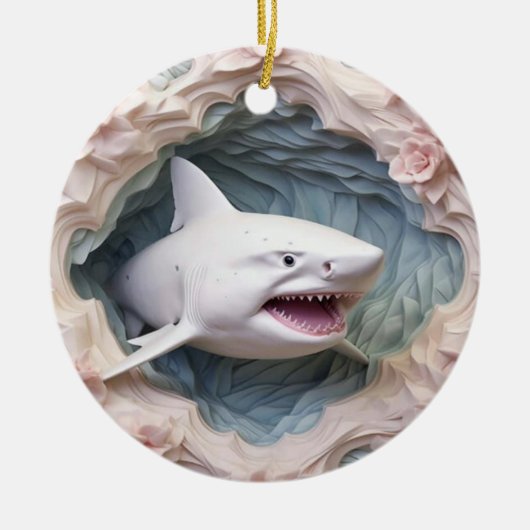 3D Shark Christmas Keramik Ornament (Vorne)