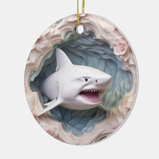 3D Shark Christmas Keramik Ornament (Links)