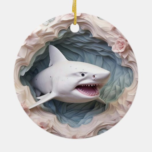 3D Shark Christmas Keramik Ornament (Hinten)