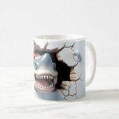3D Shark mit Weihnachtsmannmütze Weihnachten Kaffeetasse (VorderseiteRechts)