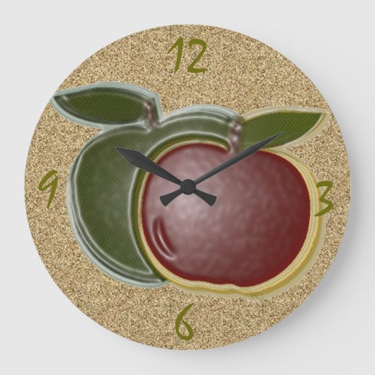 3D Shiny Äpfel (texturiert) Wall Clock Große Wanduhr (Vorderseite)