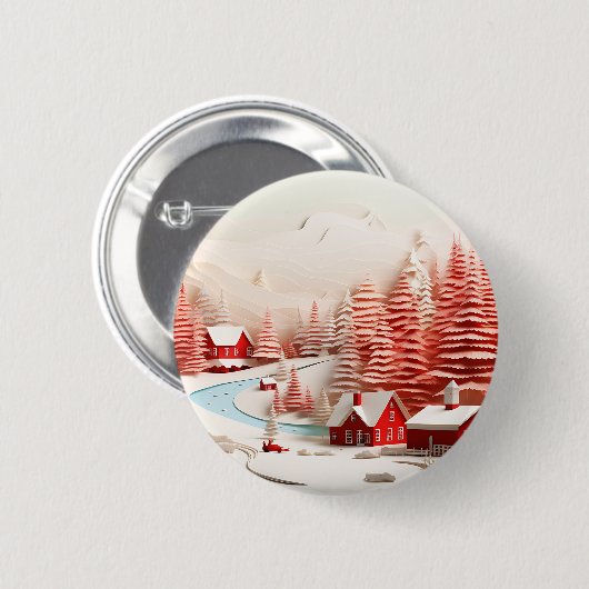 3D Skandinavische Winterlandschaft Button (Vorne & Hinten)
