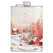 3D Skandinavische Winterlandschaft Flachmann (Vorderseite)