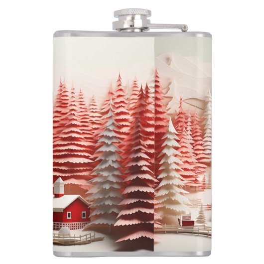 3D Skandinavische Winterlandschaft Flachmann (Rückseite)