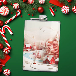 3D Skandinavische Winterlandschaft Flachmann