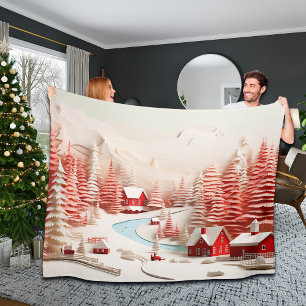 3D Skandinavische Winterlandschaft Fleecedecke