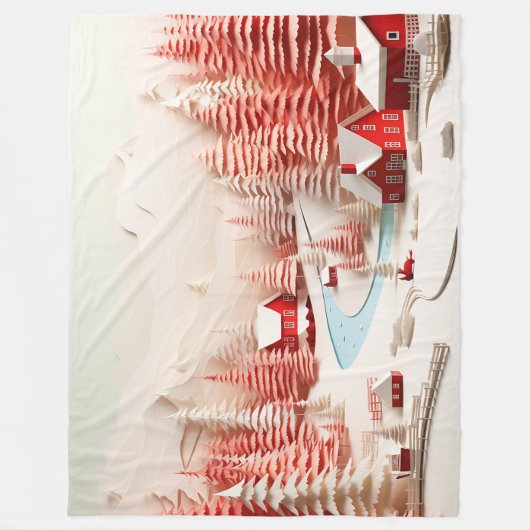 3D Skandinavische Winterlandschaft Fleecedecke (Vorderseite)