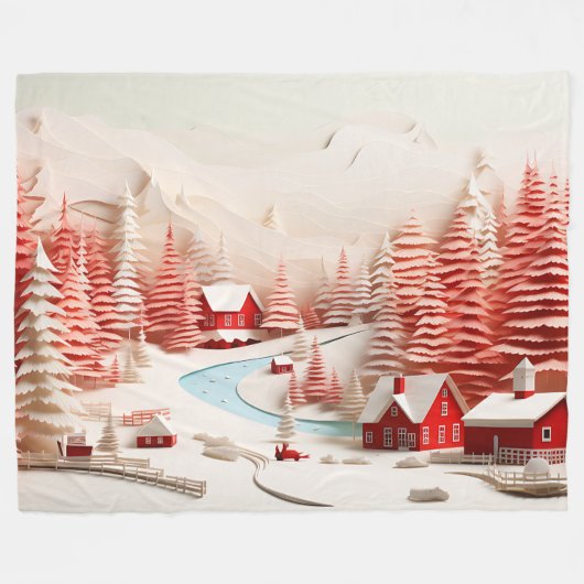 3D Skandinavische Winterlandschaft Fleecedecke (Vorderseite (Horizontal))