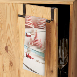 3D Skandinavische Winterlandschaft Geschirrtuch